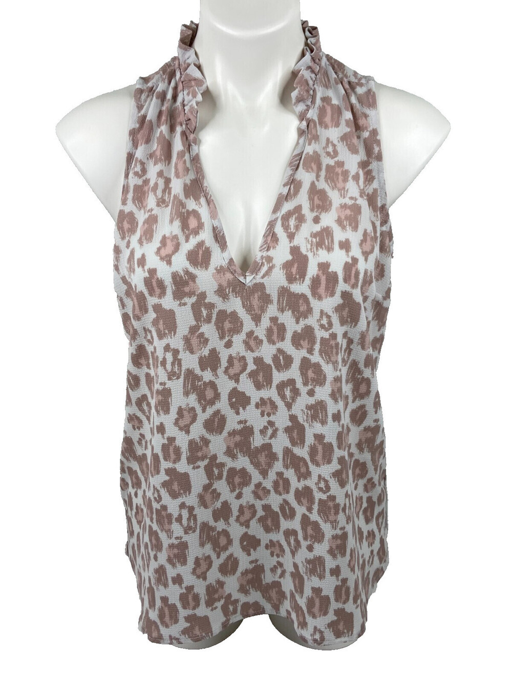 Mud Pie Women Medium Leopard Print Blouse Sleeveless Lightweight Casual